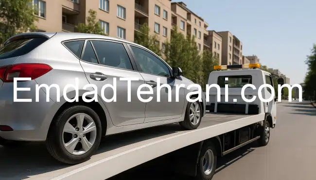 کفی خودرو بر در حال حمل خودروی در خیابان